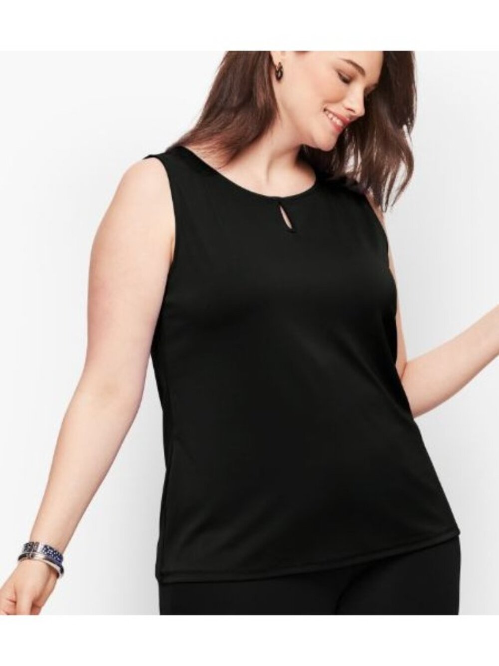 TALBOTS jersey keyhole tank in black size 3X